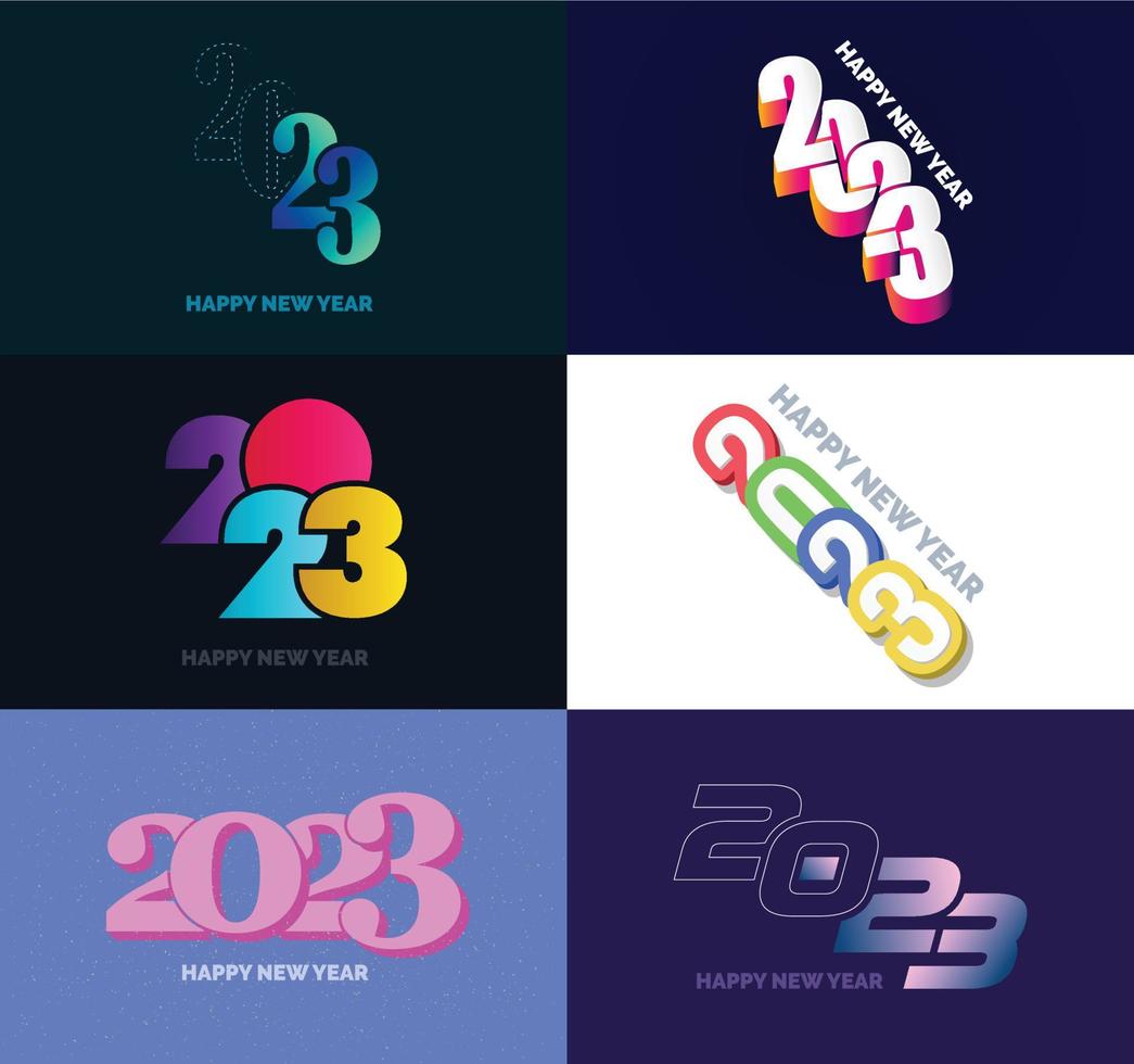 Big Set of 2023 Happy New Year logo text design 2023 number design template vector