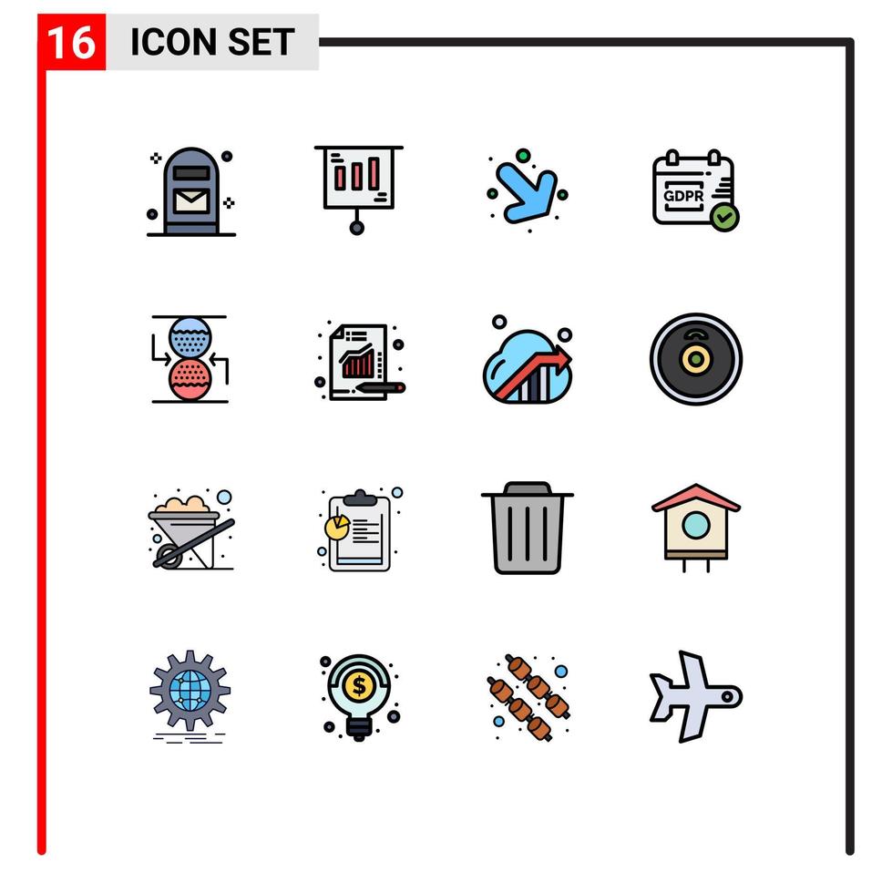 16 iconos creativos signos y símbolos modernos de sandclock control flecha concentración seguridad elementos de diseño de vectores creativos editables