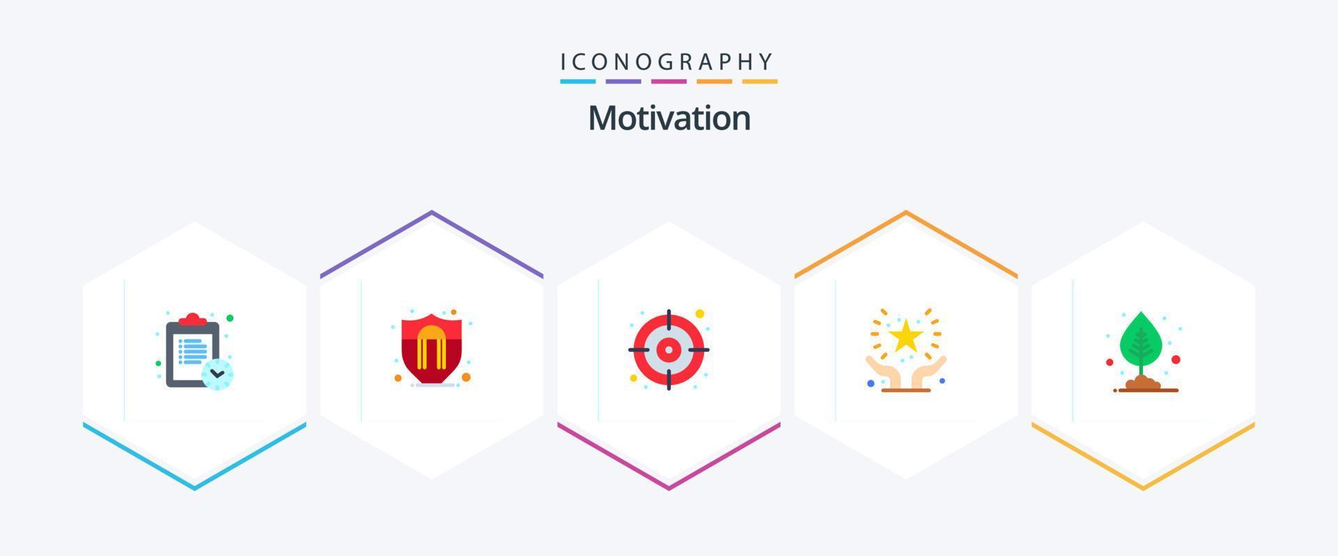 Motivation 25 Flat icon pack including leaf. plant. target. growth. hands support vector