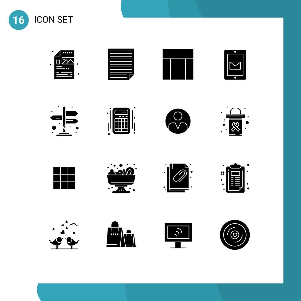 16 Thematic Vector Solid Glyphs and Editable Symbols of directions service report chat website Editable Vector Design Elements