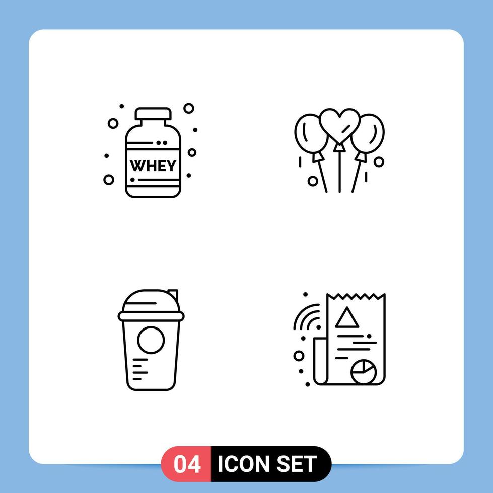 Universal Icon Symbols Group of 4 Modern Filledline Flat Colors of nutrition game whey wedding sports Editable Vector Design Elements