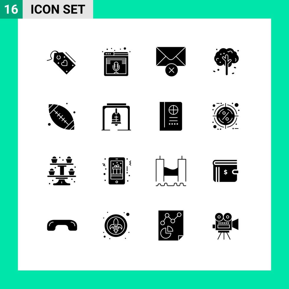 Universal Icon Symbols Group of 16 Modern Solid Glyphs of canada thanksgiving podcast apple tree message Editable Vector Design Elements
