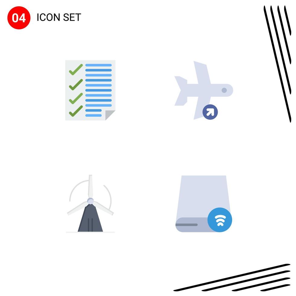 4 Flat Icon concept for Websites Mobile and Apps check transport page off wind Editable Vector Design Elements