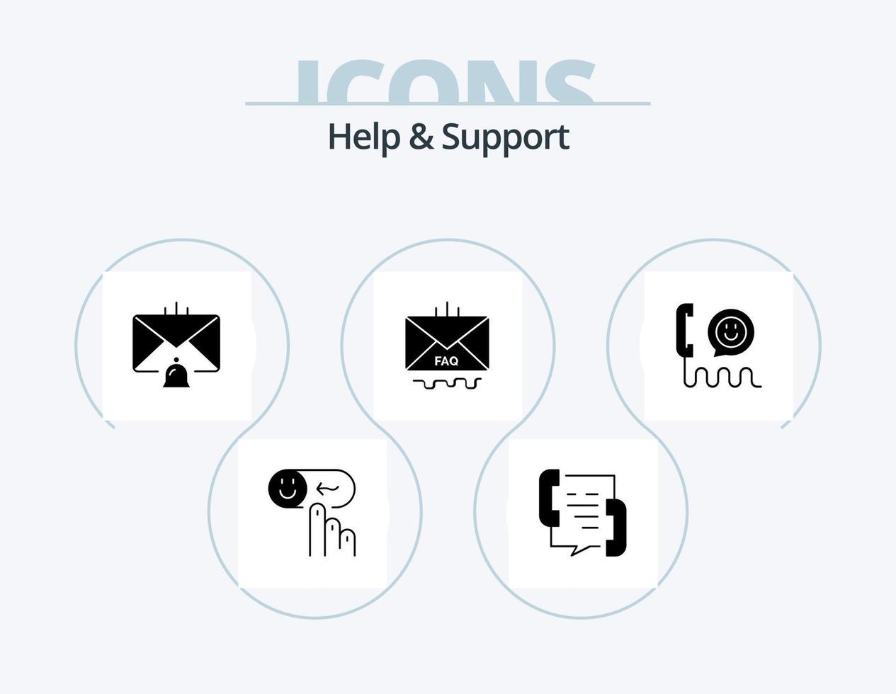 Help And Support Glyph Icon Pack 5 Icon Design. contact. call. email. mail. email vector