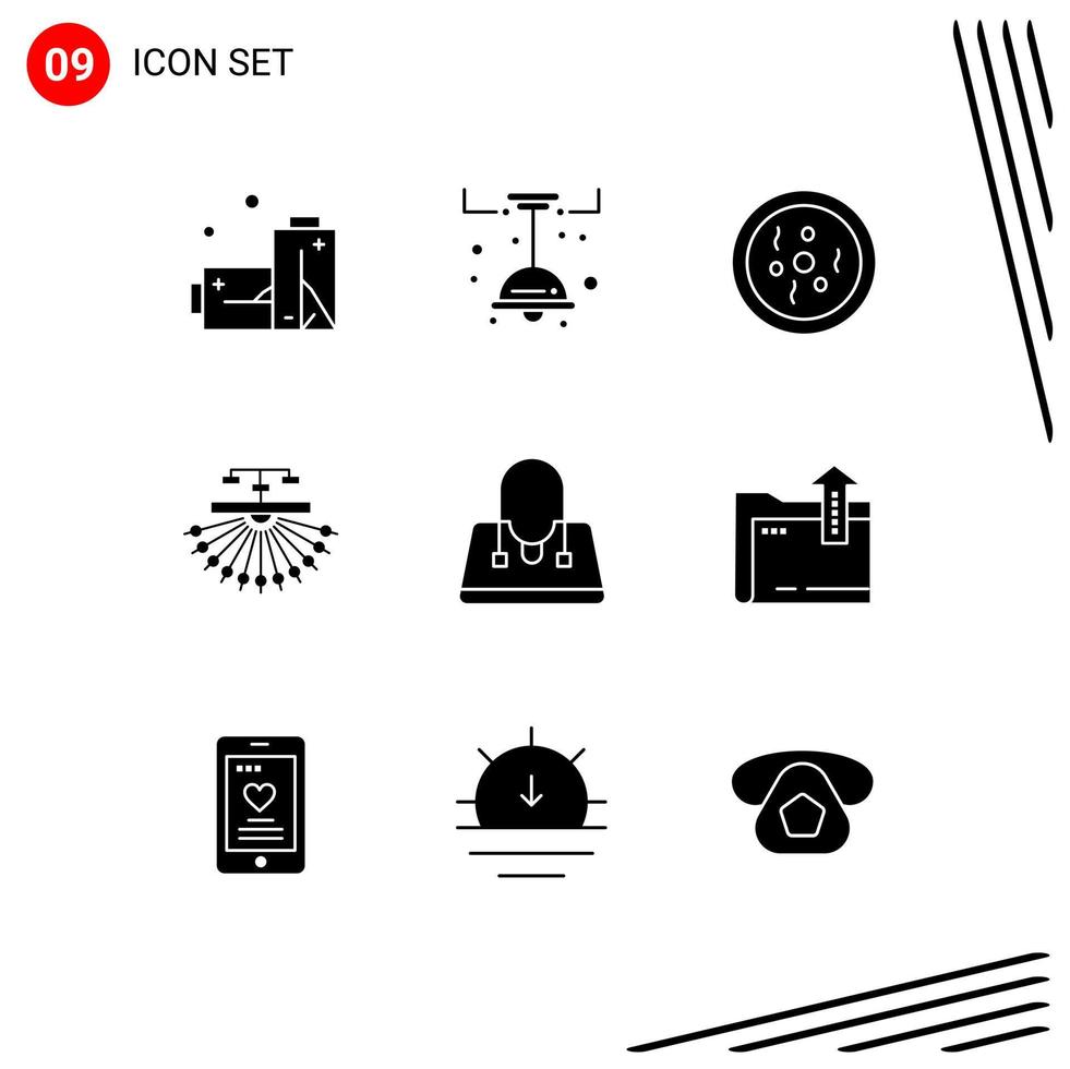 9 Solid Glyph concept for Websites Mobile and Apps fashion web dish structure site Editable Vector Design Elements