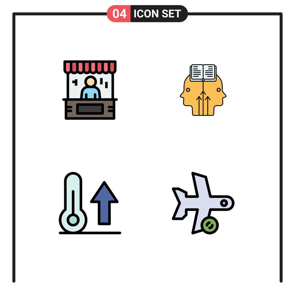 Universal Icon Symbols Group of 4 Modern Filledline Flat Colors of advertising man commerce mind meteorology Editable Vector Design Elements