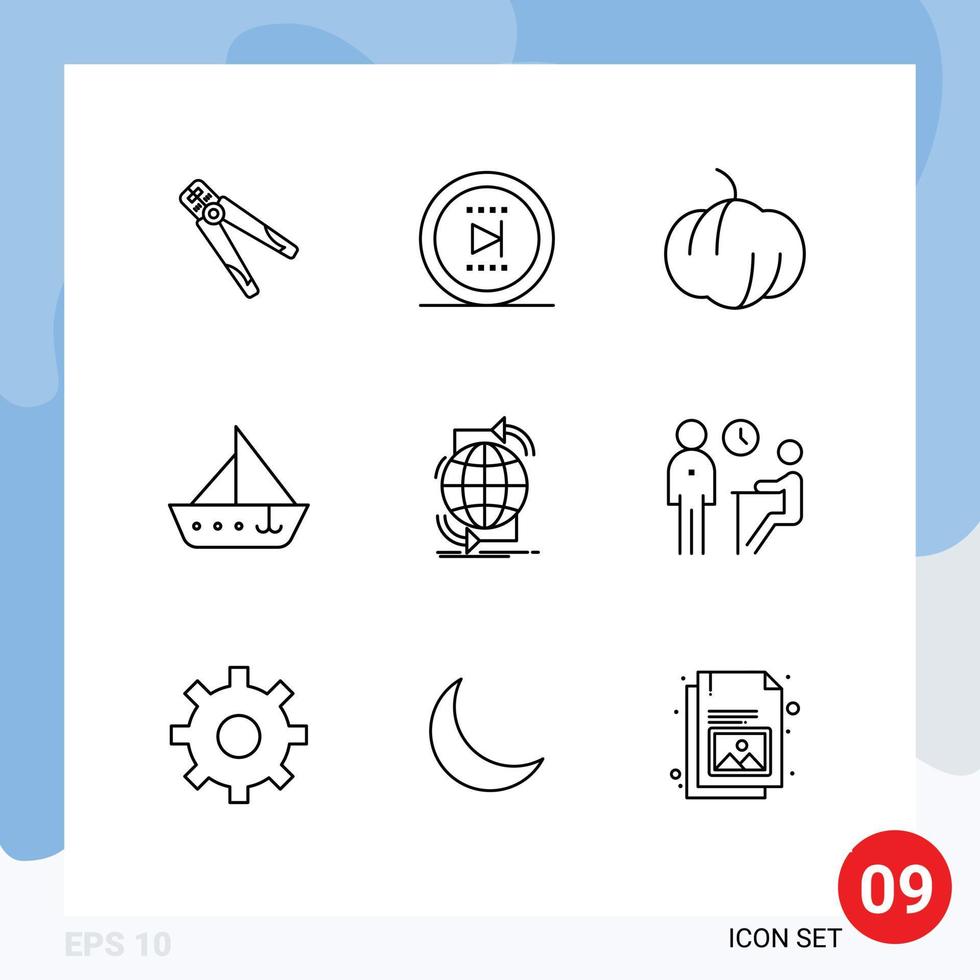 9 Universal Outline Signs Symbols of connectivity vehicles online ship boat Editable Vector Design Elements