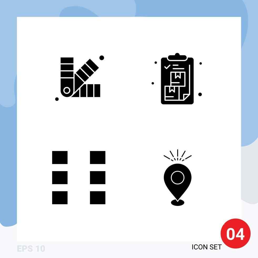 Set of 4 Commercial Solid Glyphs pack for designing layout chip delivery ux Editable Vector Design Elements