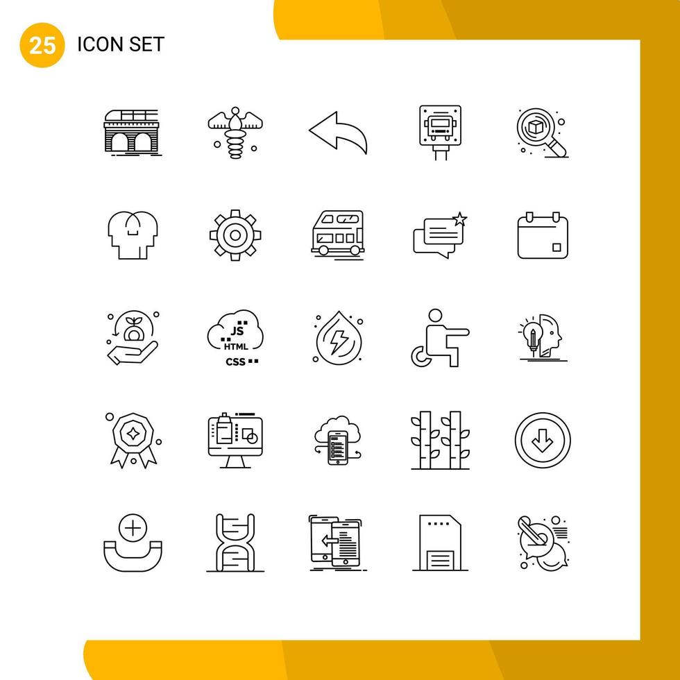 25 Universal Line Signs Symbols of search design pharmacy public stop Editable Vector Design Elements