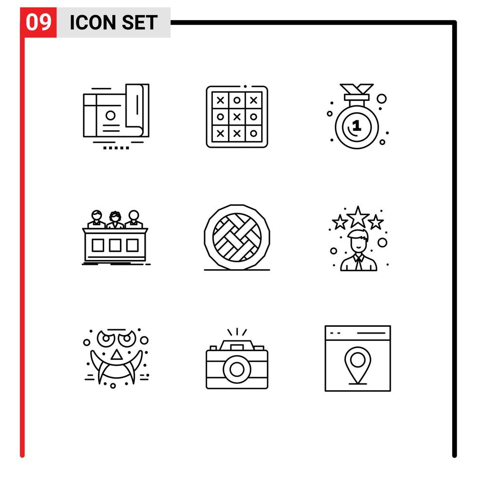 9 Thematic Vector Outlines and Editable Symbols of jury expert game contest medal Editable Vector Design Elements
