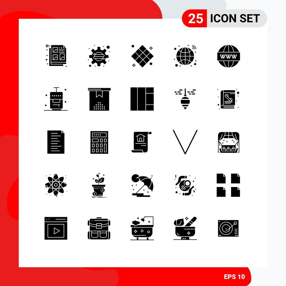 25 User Interface Solid Glyph Pack of modern Signs and Symbols of engine infrastructure athletics hub recreation Editable Vector Design Elements