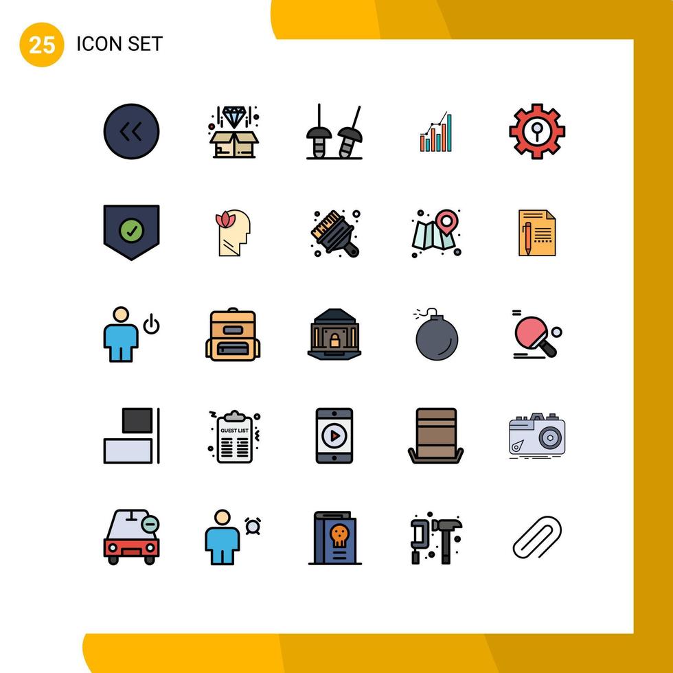 25 User Interface Filled line Flat Color Pack of modern Signs and Symbols of trends marketing fencing diagram analytics Editable Vector Design Elements