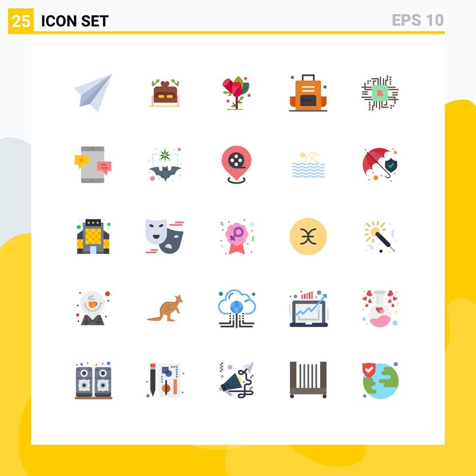 Set of 25 Modern UI Icons Symbols Signs for school bag bag wedding backpacking wedding Editable Vector Design Elements