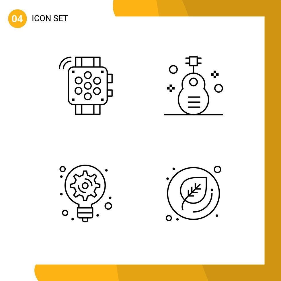 4 Universal Line Signs Symbols of watch generation education guitar innovation Editable Vector Design Elements