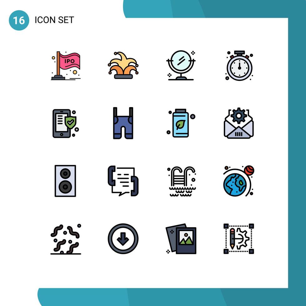 Set of 16 Modern UI Icons Symbols Signs for phone mobile mardi gras clock alarm Editable Creative Vector Design Elements