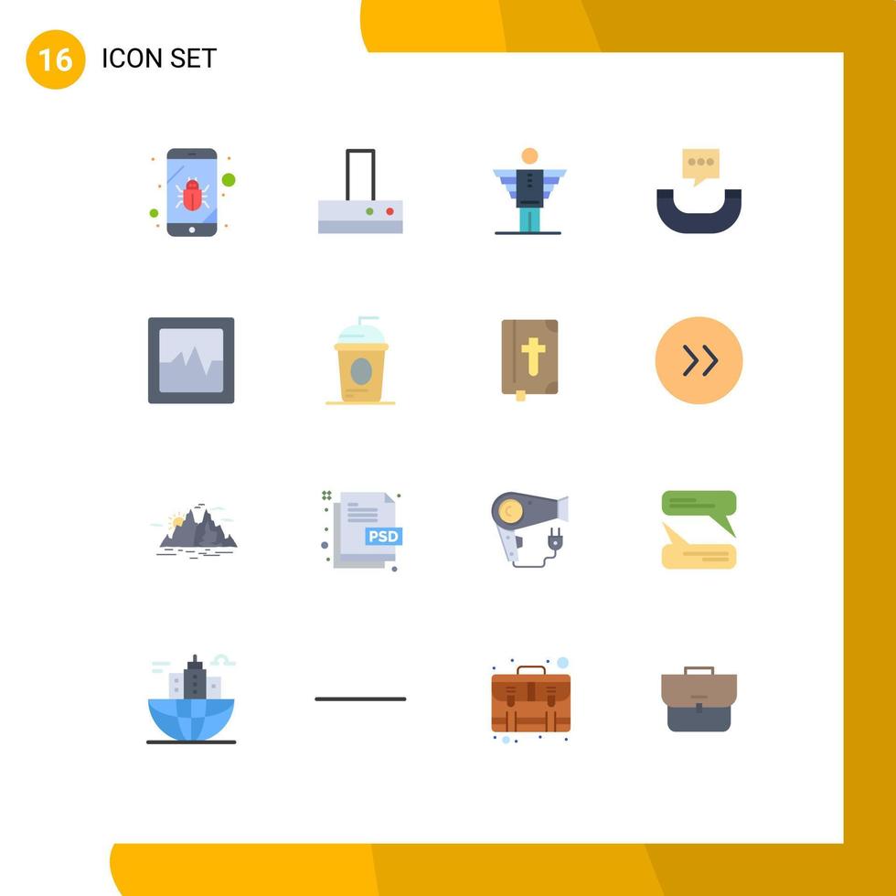 16 Thematic Vector Flat Colors and Editable Symbols of cake analytics business sms message Editable Pack of Creative Vector Design Elements