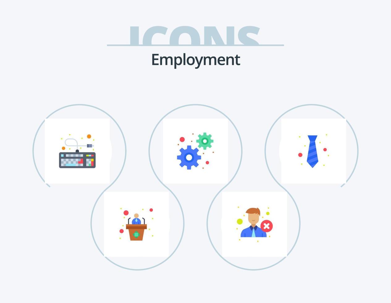 Employment Flat Icon Pack 5 Icon Design. office. settings. reject. gears. connection vector