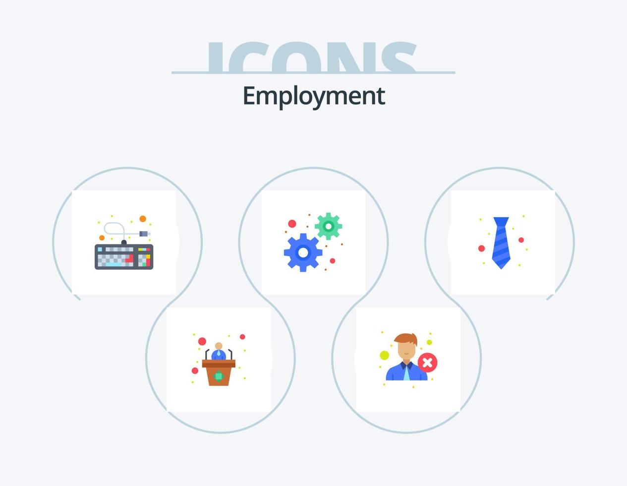 paquete de iconos planos de empleo 5 diseño de iconos. oficina. ajustes. rechazar. engranajes conexión vector