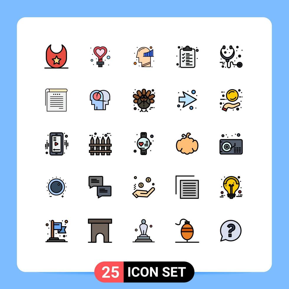 conjunto de 25 iconos modernos de la interfaz de usuario signos de símbolos para la lista de cuidado humano de la salud del estetoscopio elementos de diseño vectorial editables vector