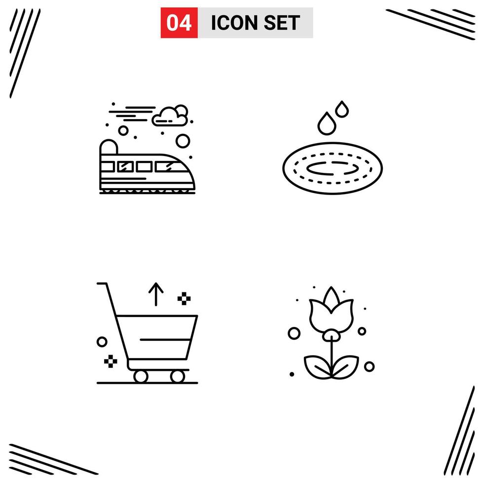 Universal Icon Symbols Group of 4 Modern Filledline Flat Colors of electric e rain spa flower Editable Vector Design Elements