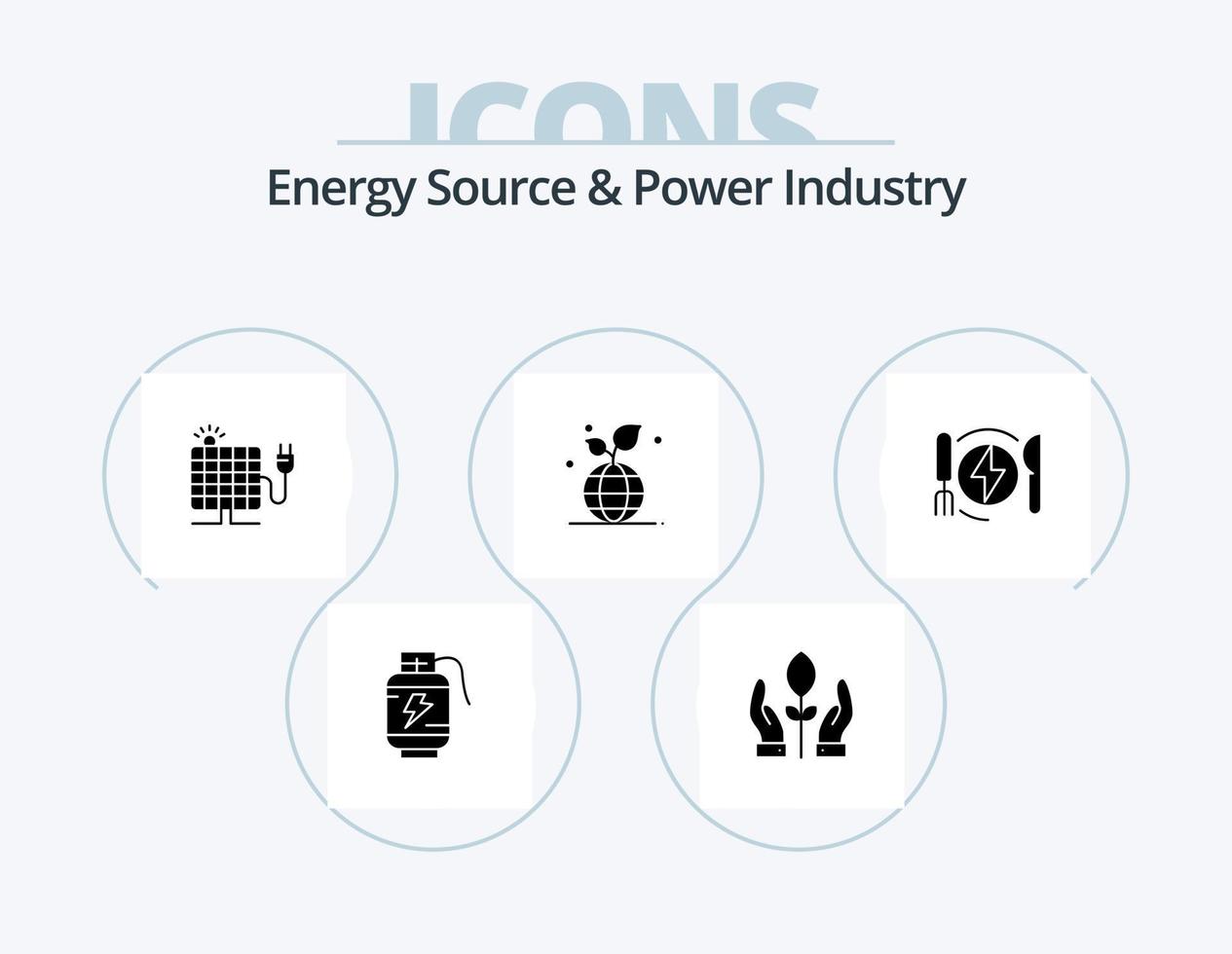 Energy Source And Power Industry Glyph Icon Pack 5 Icon Design. energy. globe. energy. friendly. growth vector