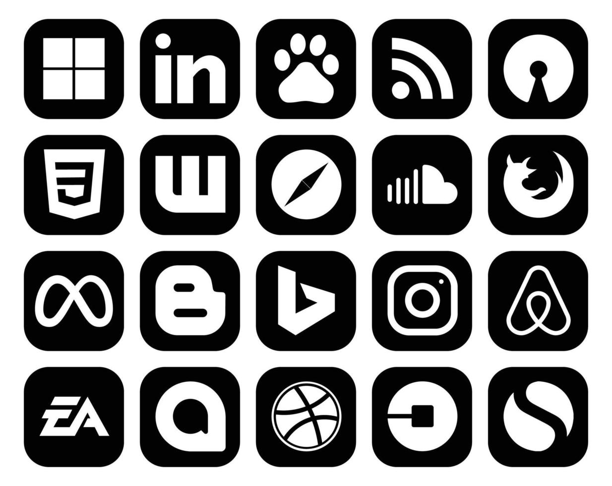 20 Social Media Icon Pack Including bing facebook browser meta firefox vector