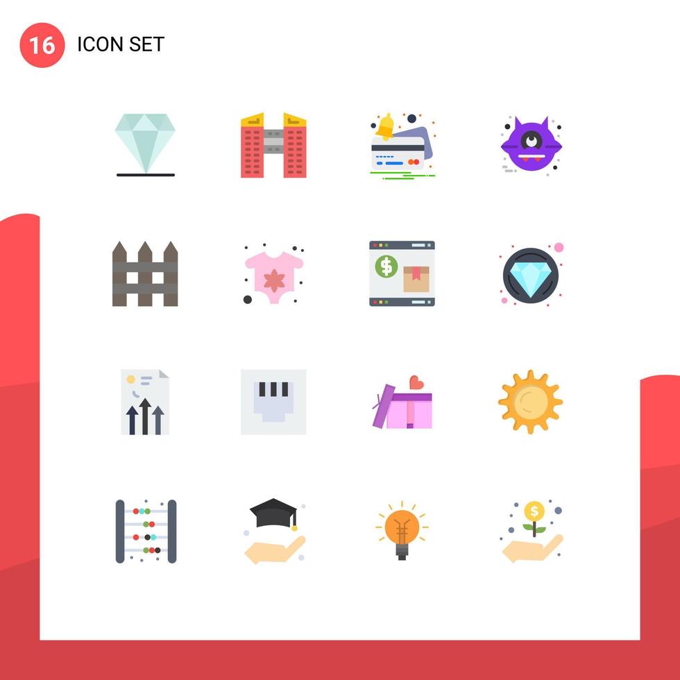 paquete de iconos de vector de stock de 16 signos y símbolos de línea para valla interior crédito barricada gato paquete editable de elementos creativos de diseño de vectores