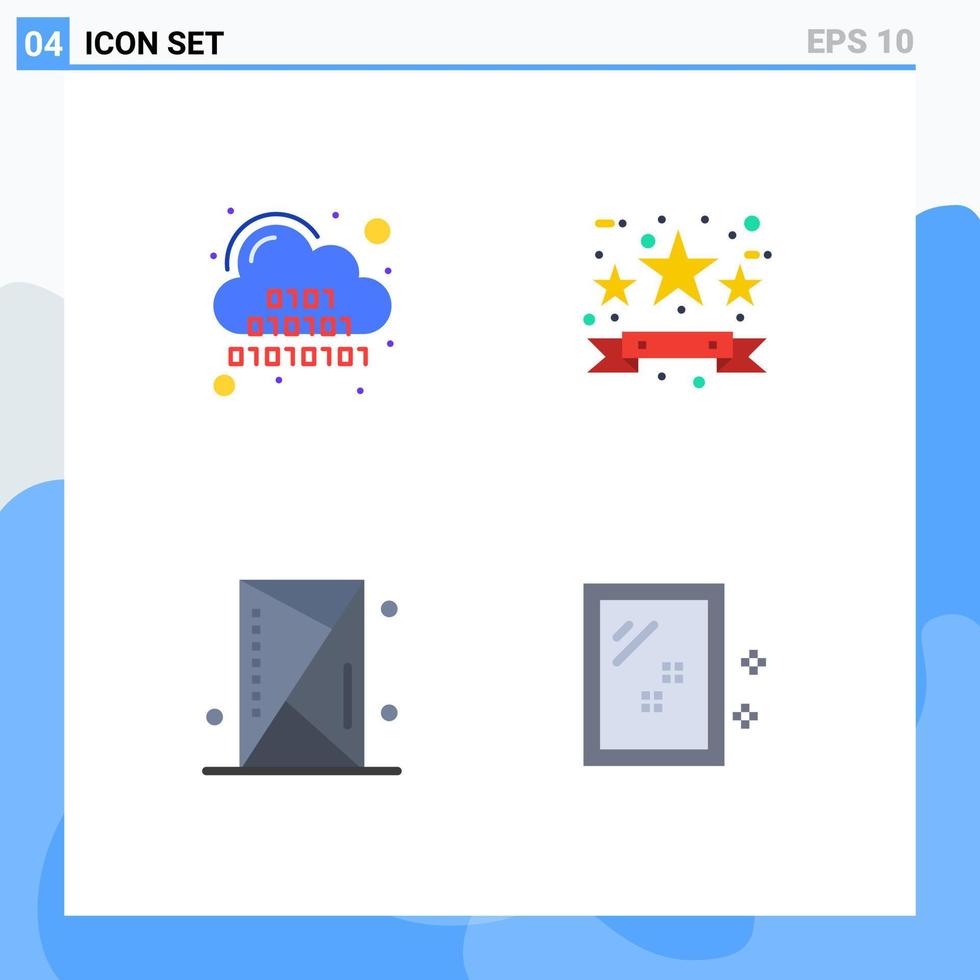 grupo de 4 iconos planos signos y símbolos para juegos de comercio digital de consola binaria elementos de diseño vectorial editables vector