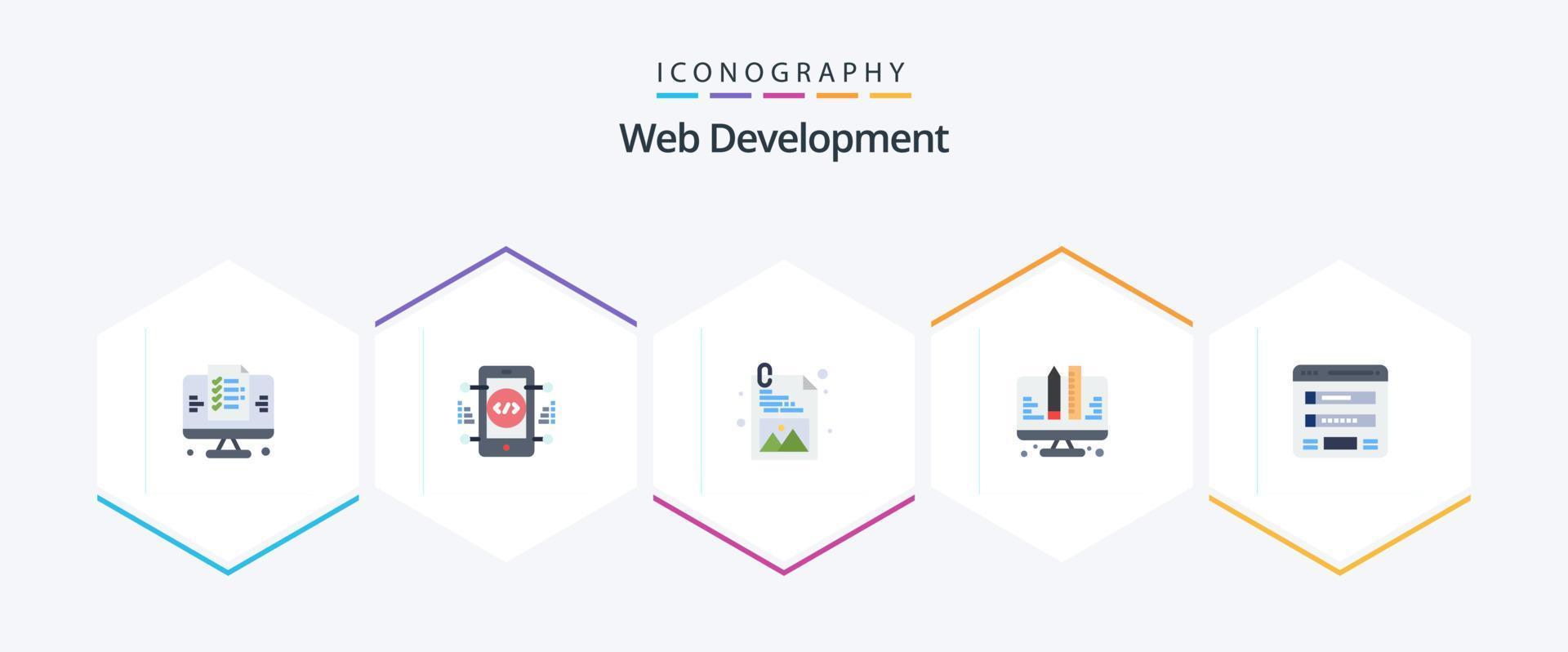 Web Development 25 Flat icon pack including login. flowchart. development. web. development vector