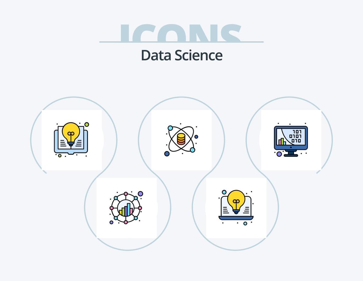 Data Science Line Filled Icon Pack 5 Icon Design. seo. science. computer. report. data vector