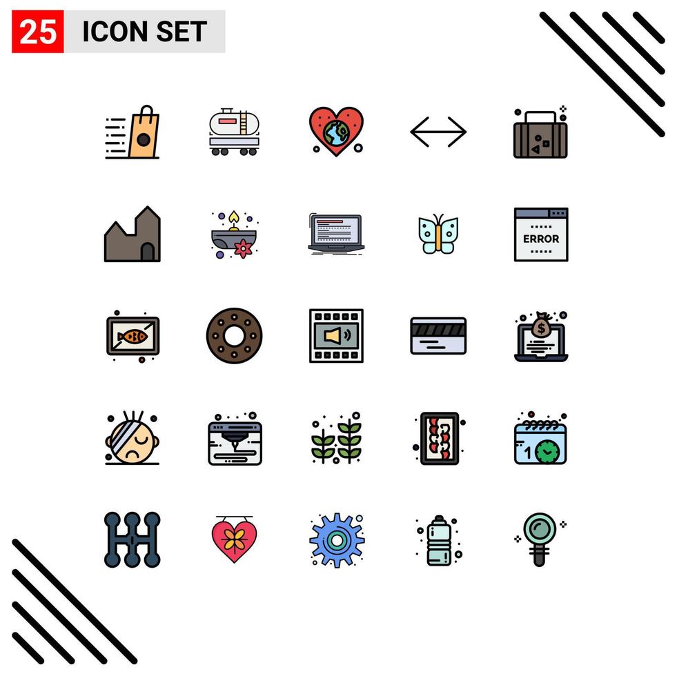 conjunto de 25 iconos modernos de la interfaz de usuario signos de símbolos para la flecha de construcción derecha izquierda amor elementos de diseño vectorial editables vector