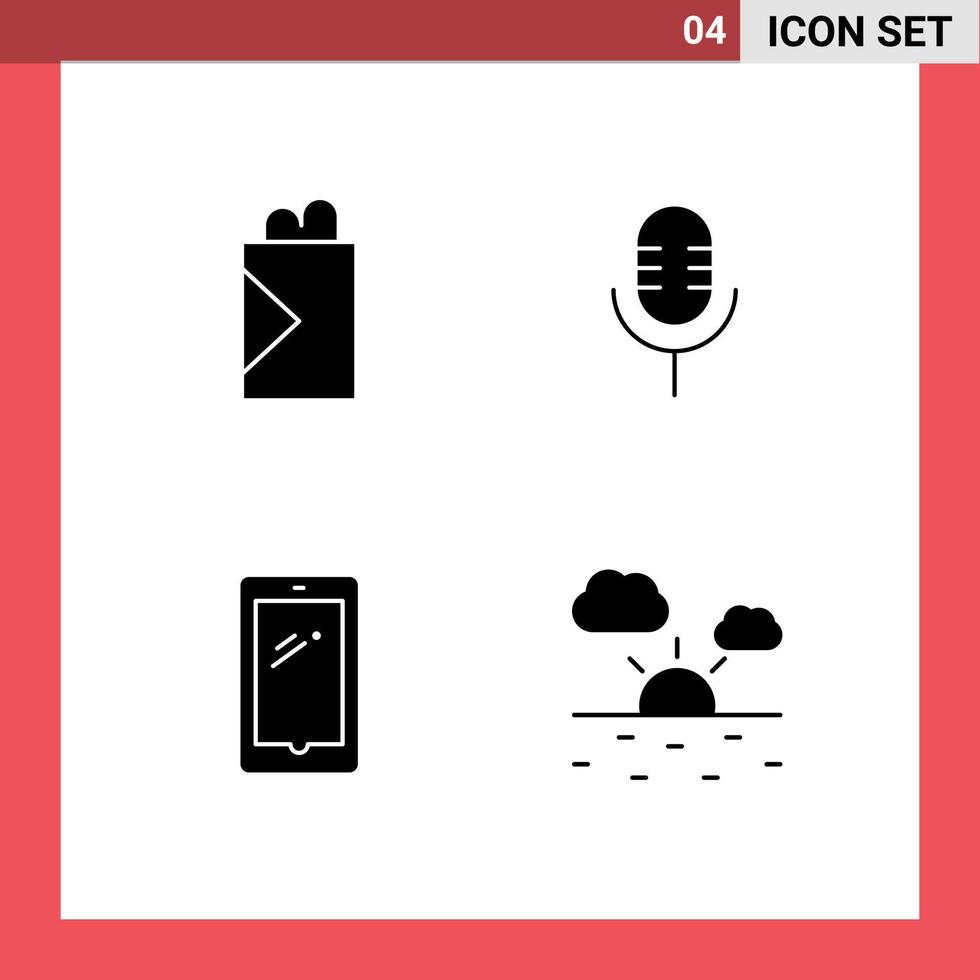 Modern Set of Solid Glyphs Pictograph of fast food mobile mic show iphone Editable Vector Design Elements