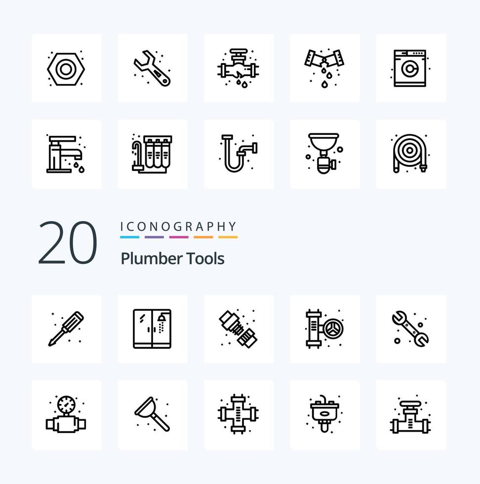 20 Plumber Line icon Pack like plumber gauge mechanical system plumber vector