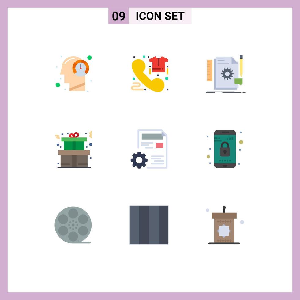 Set of 9 Modern UI Icons Symbols Signs for present christmas order support develop Editable Vector Design Elements