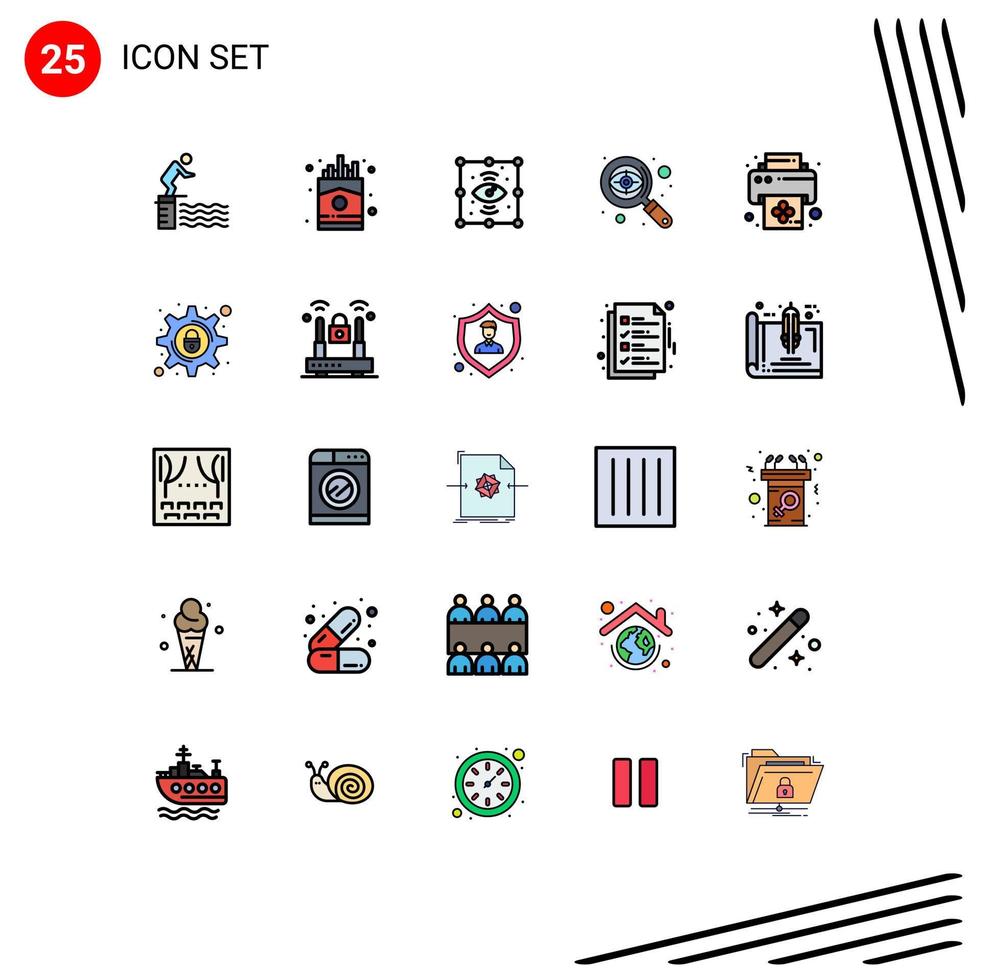 Set of 25 Modern UI Icons Symbols Signs for device search french eye view Editable Vector Design Elements