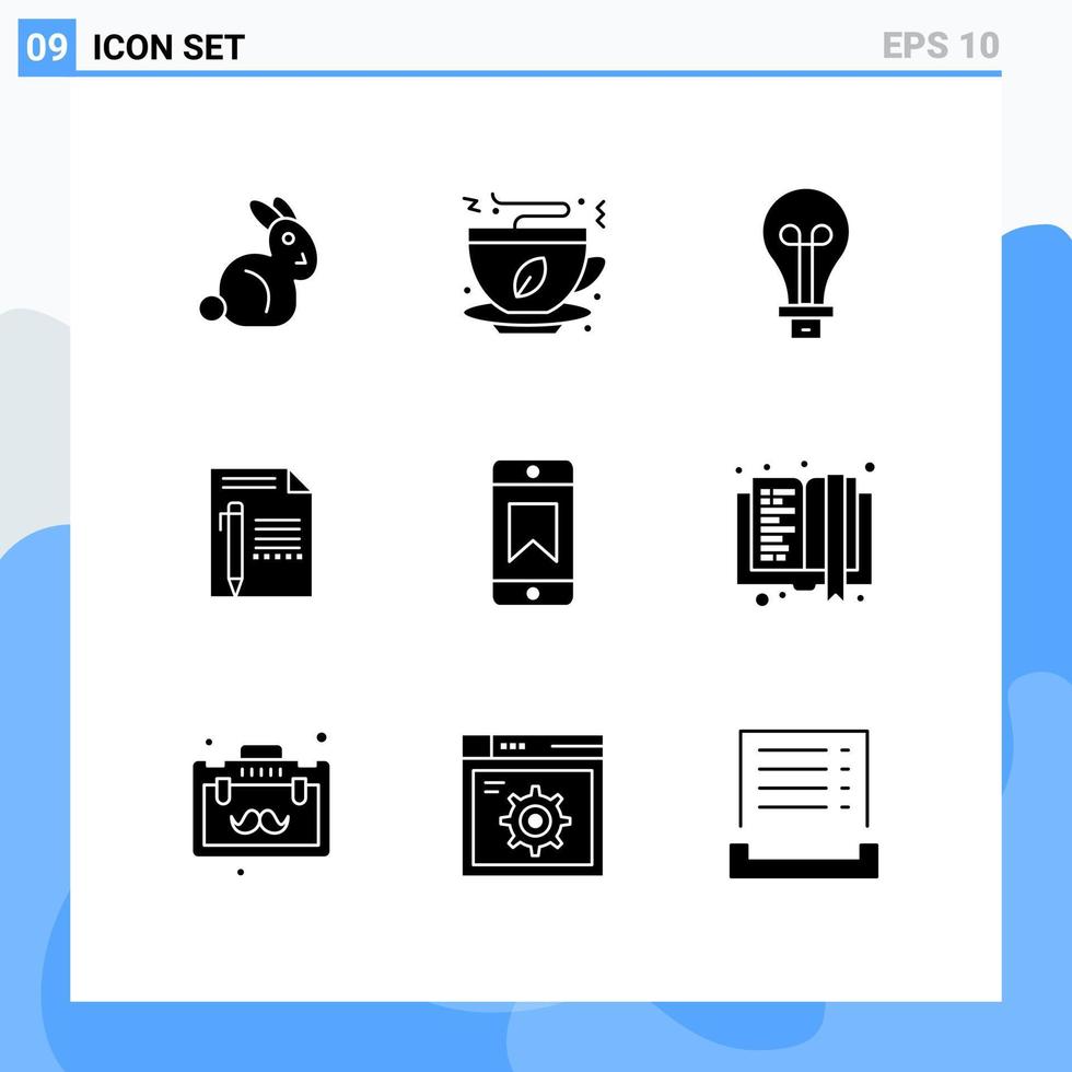 Set of 9 Modern UI Icons Symbols Signs for achievements pencil creative paper edit Editable Vector Design Elements