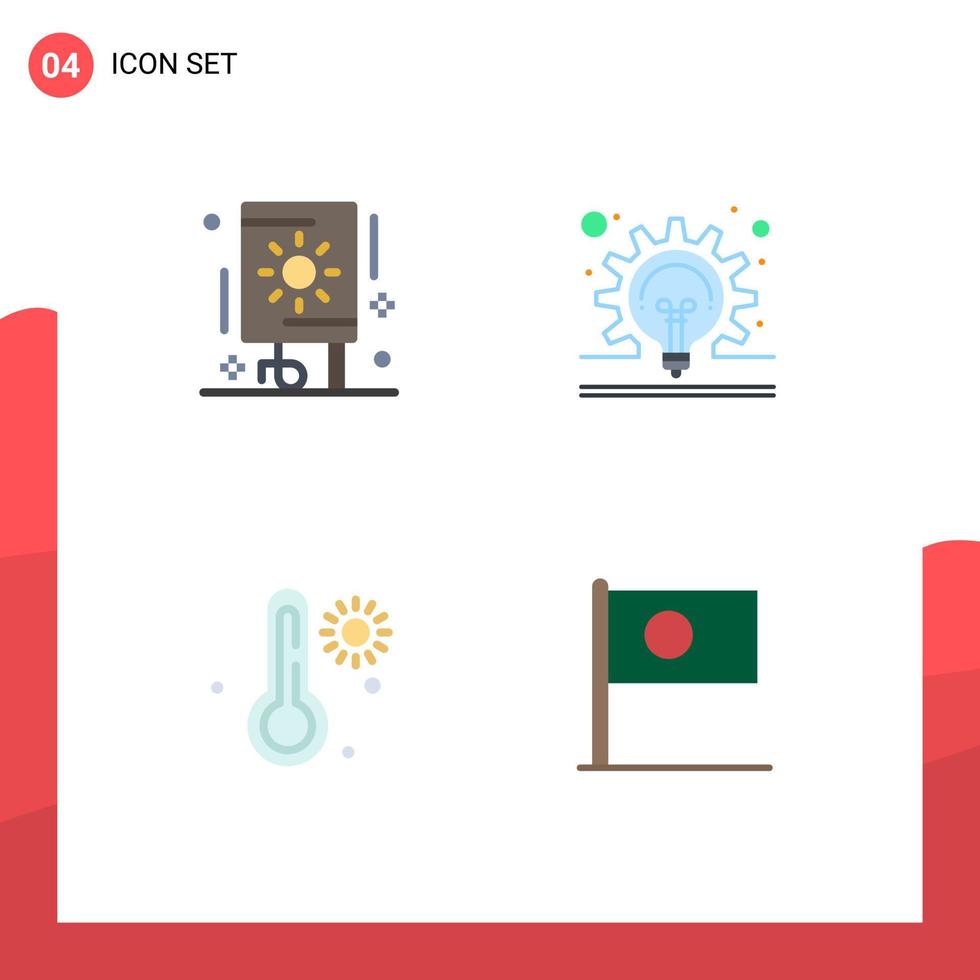 Modern Set of 4 Flat Icons Pictograph of celebration temperature party gear asian Editable Vector Design Elements