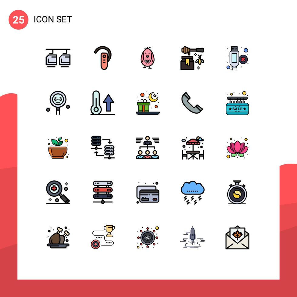 conjunto de 25 iconos de interfaz de usuario modernos signos de símbolos para auriculares de cable pot cariño elementos de diseño vectorial editables felices vector