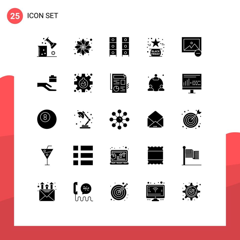 Pack of 25 creative Solid Glyphs of like favorite party black office draw Editable Vector Design Elements