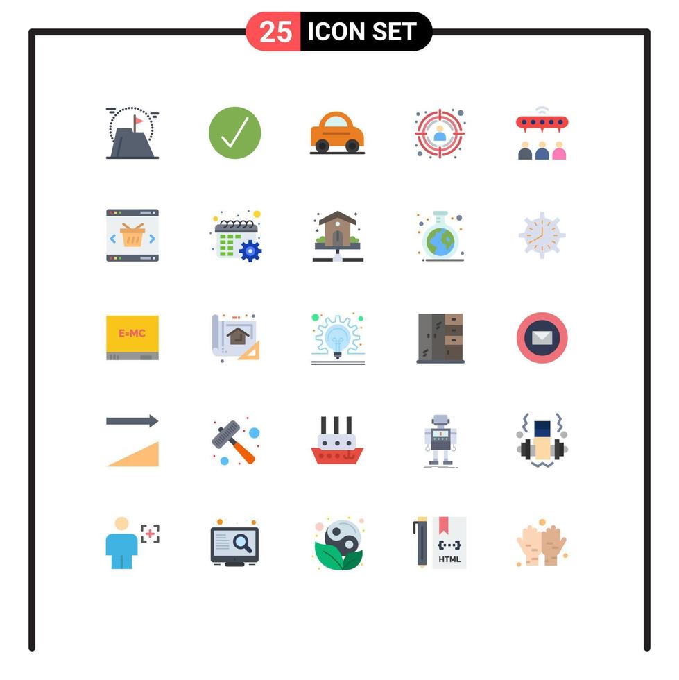 25 iconos creativos, signos y símbolos modernos para compartir elementos de diseño de vectores editables seo de cliente objetivo multimedia de grupo