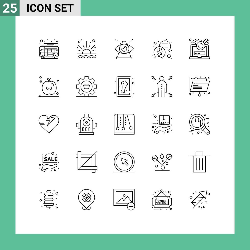 Set of 25 Modern UI Icons Symbols Signs for text love beach chat of Editable Vector Design Elements