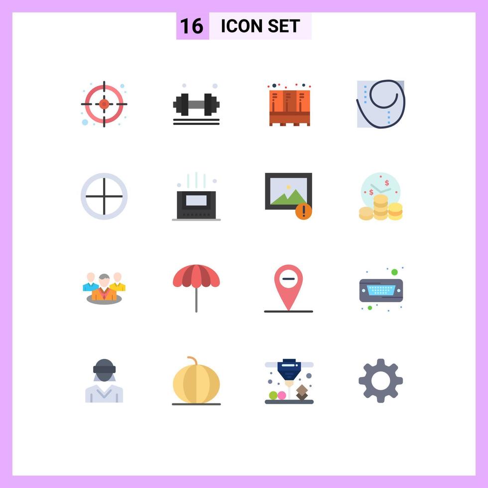 Modern Set of 16 Flat Colors Pictograph of badge science security proportion golden ratio Editable Pack of Creative Vector Design Elements