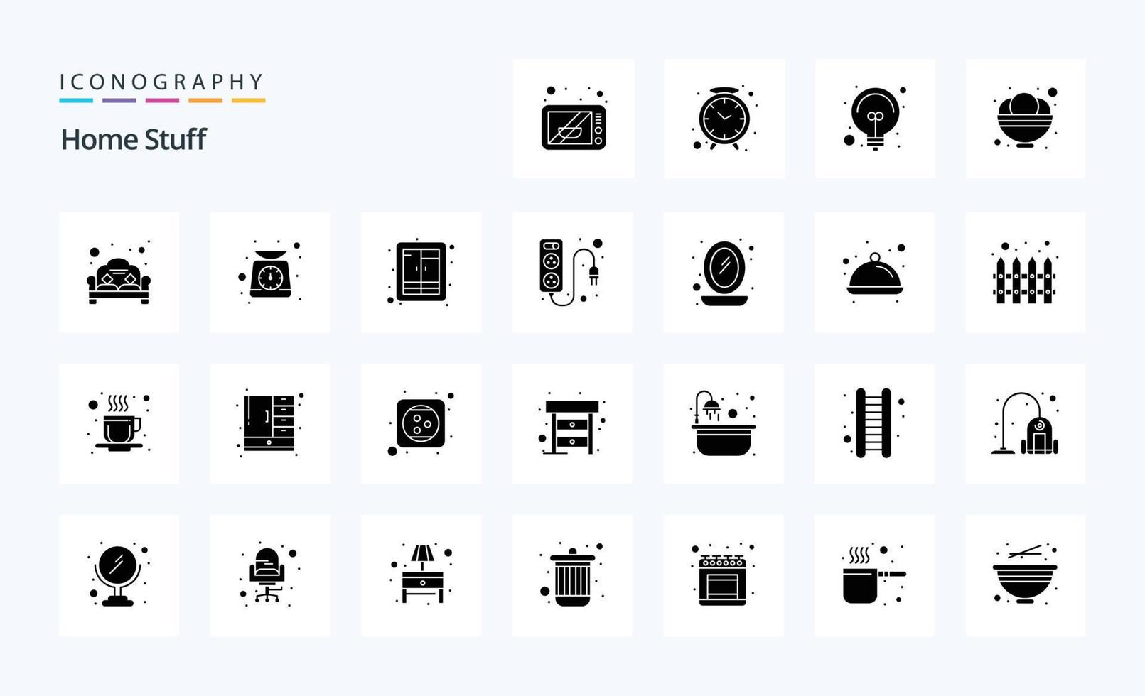 25 Home Stuff Solid Glyph icon pack vector