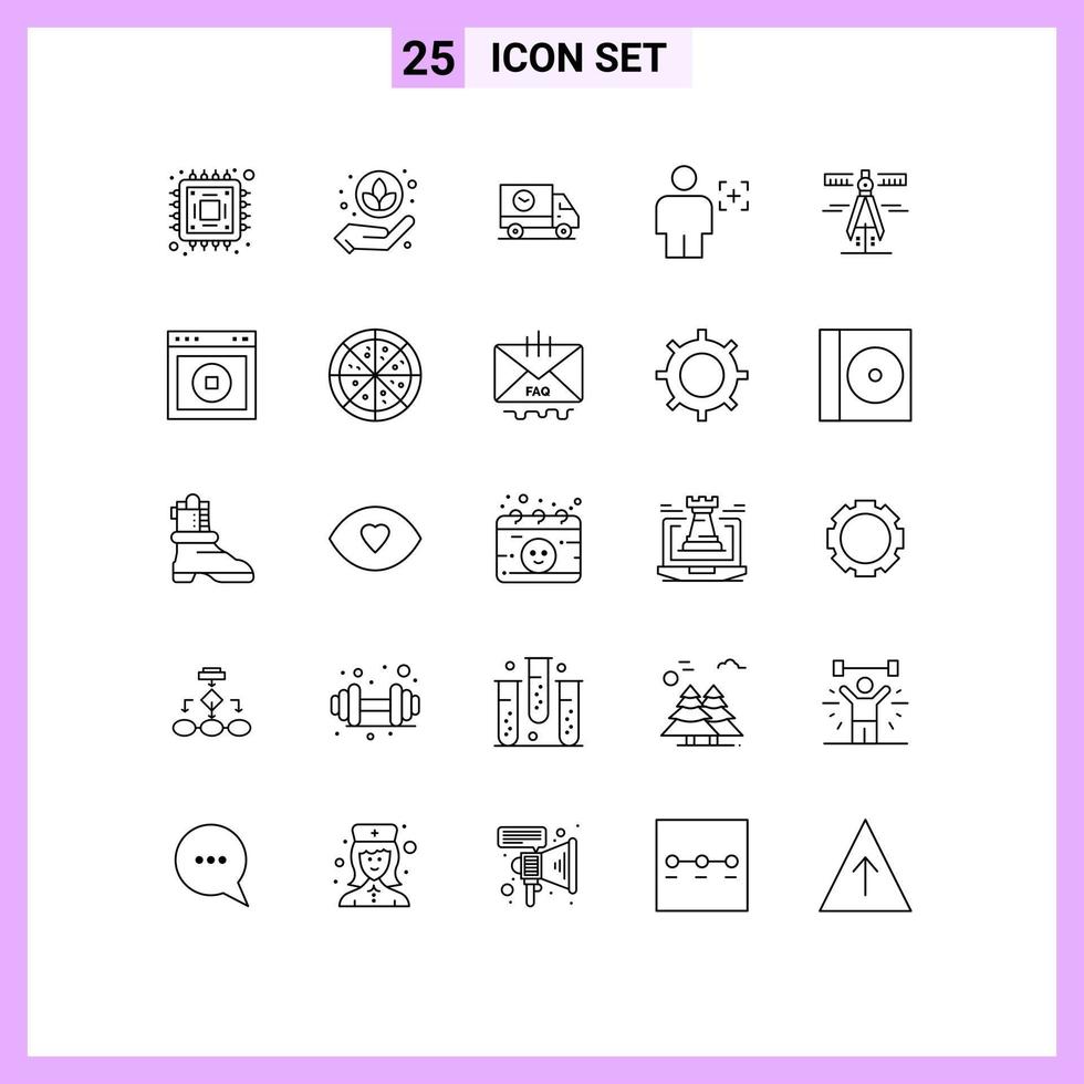 25 Creative Icons Modern Signs and Symbols of geometry recognition shipping image body Editable Vector Design Elements