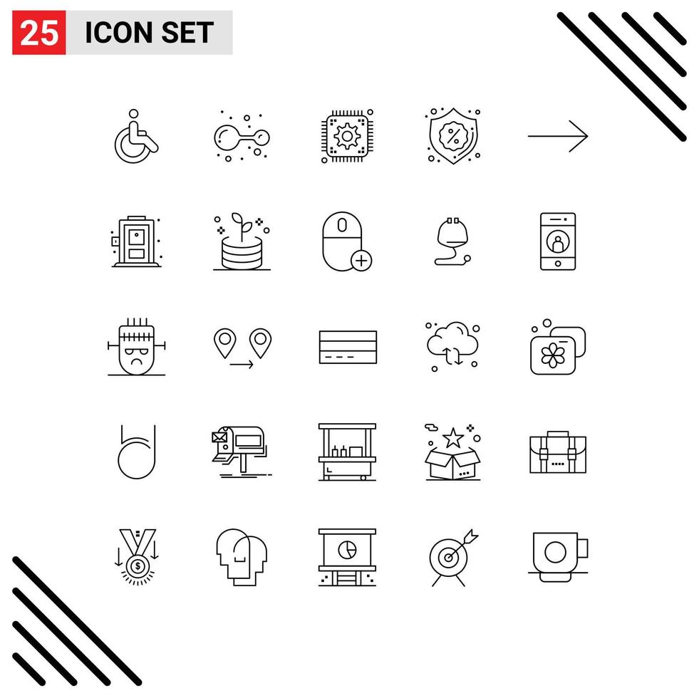 Group of 25 Lines Signs and Symbols for right sale chip discount security Editable Vector Design Elements