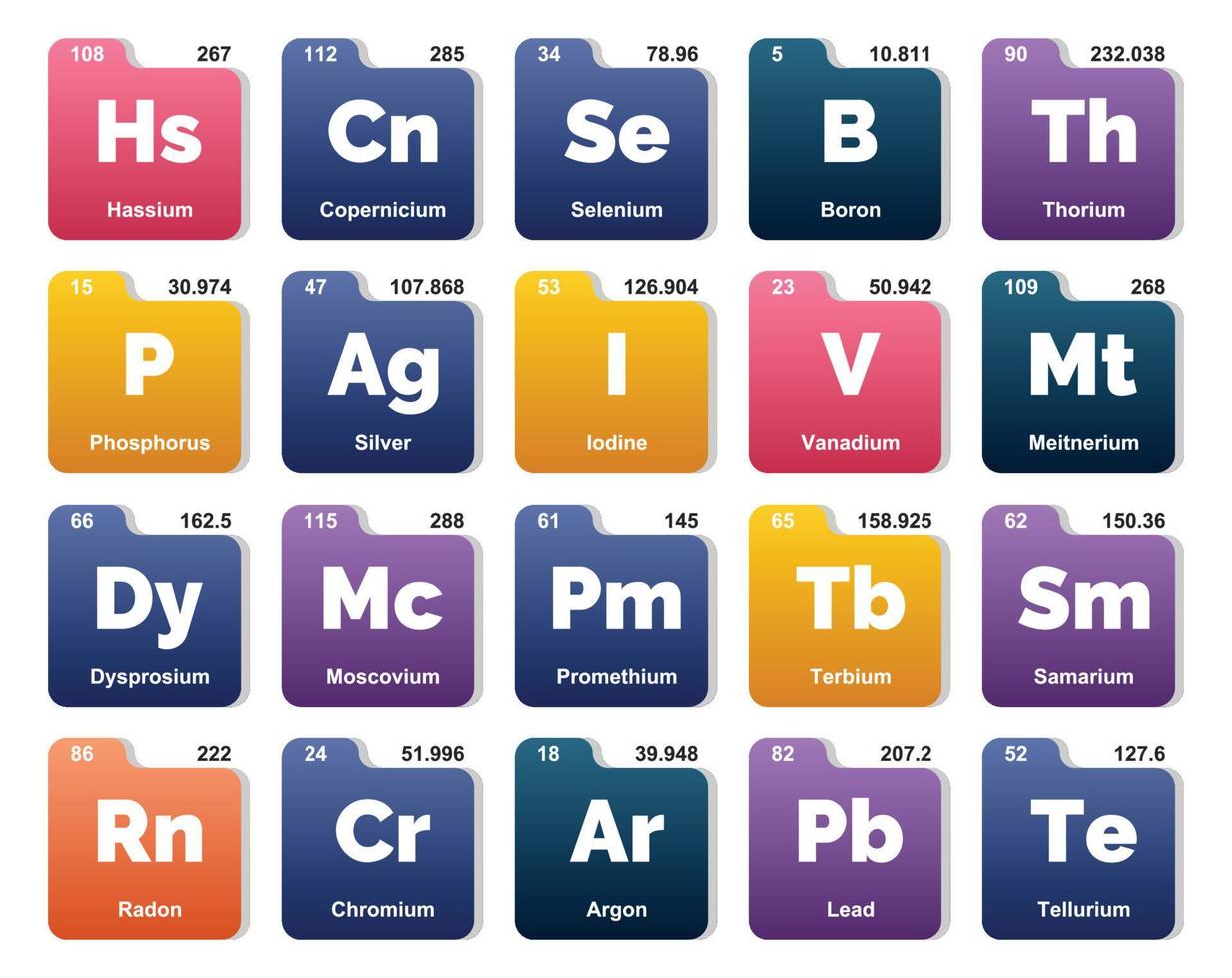 20 Preiodic table of the elements Icon Pack Design vector