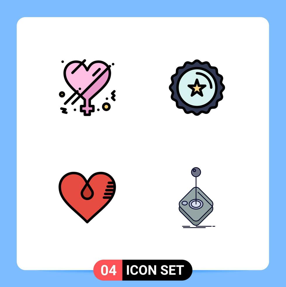 paquete de iconos de vector de stock de 4 signos y símbolos de línea para el amor femenino romance comercio electrónico elementos de diseño de vector editables favoritos