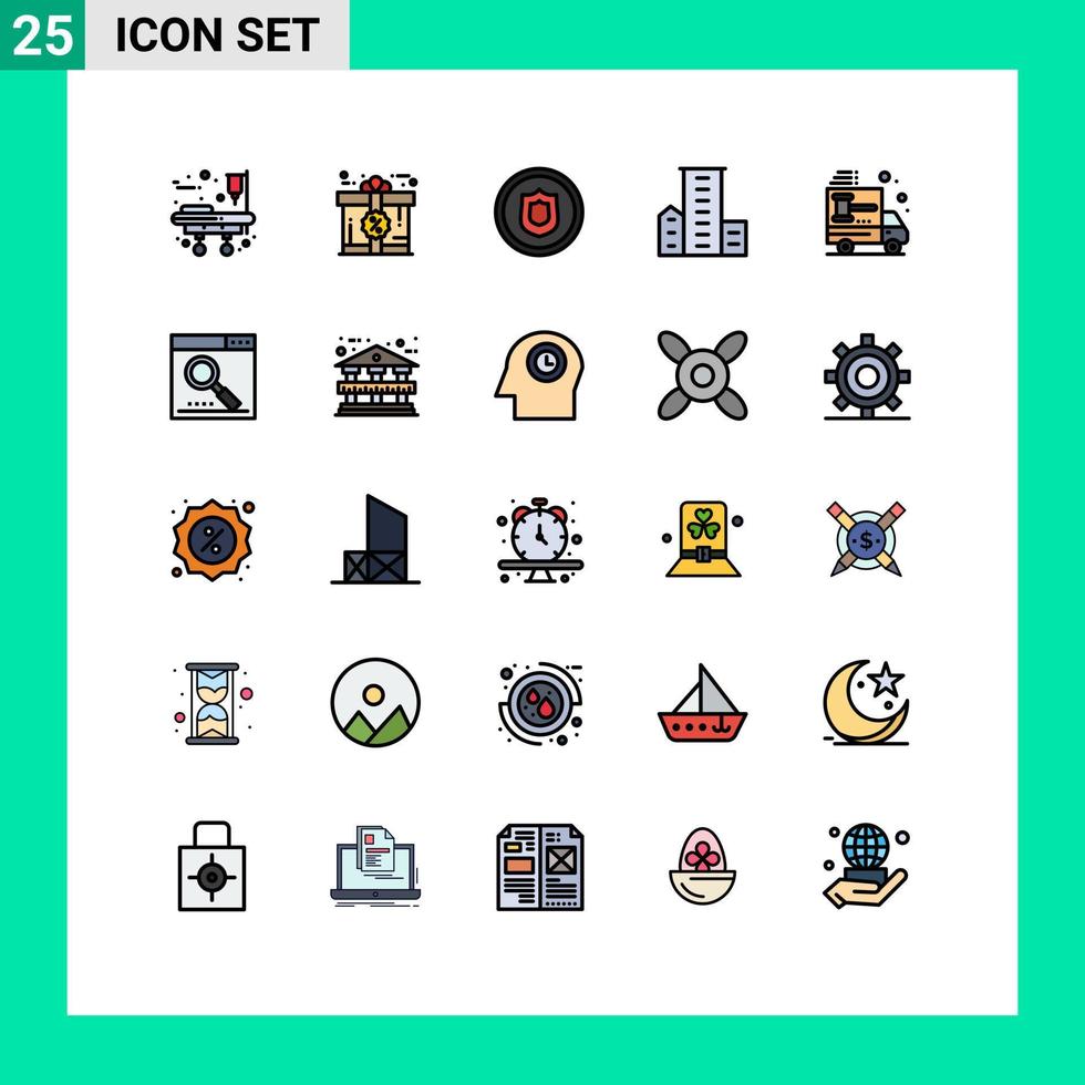 Set of 25 Modern UI Icons Symbols Signs for auction residences badge housing estate Editable Vector Design Elements