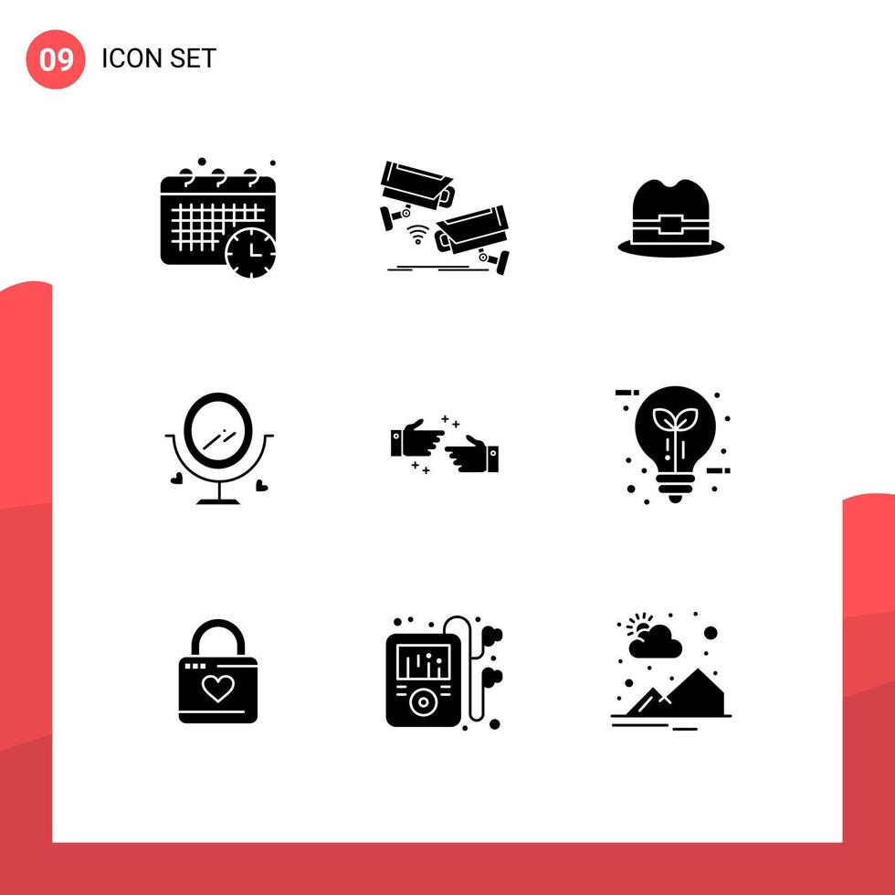 Modern Set of 9 Solid Glyphs and symbols such as done heard technology wedding merroir Editable Vector Design Elements