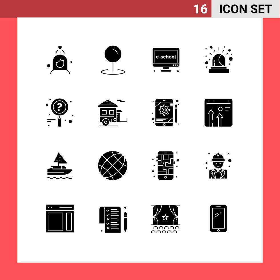 16 Creative Icons Modern Signs and Symbols of search news education siren alarm Editable Vector Design Elements